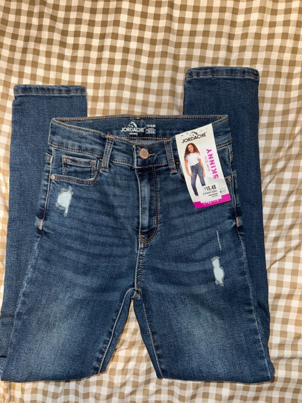Jordache Kids Dark Wash Skinny Jeans with Distressed Detail